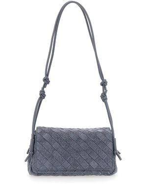 Bottega Veneta Shoulder Bag 'Notturno Intreccio' With Intreccio Detail - Blue