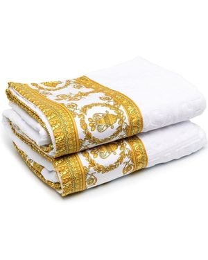 Versace Asciugamano Con Profili Stampa Barocco - Metallizzato