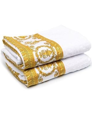 Versace Towel With Baroque Print Profiles - Metallic