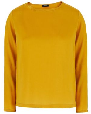 Le Plain Silk Long Sleeve Top For - Yellow