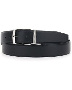 Giorgio Armani Reversible Belt With Metal Buckle And Logo, Tech Fabric - Black