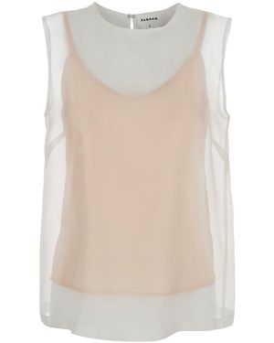P.A.R.O.S.H. Silk Blouse With Semi-Transparent - Natural