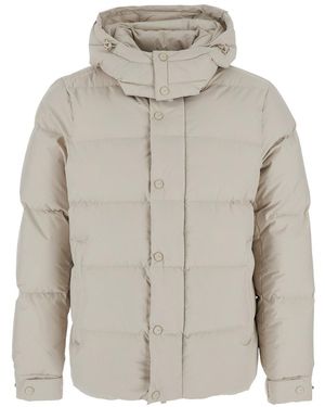 Heskimo Down Jacket Short With High Collar And Long Sleeves - Gray
