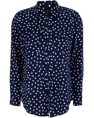 Le Plain Long-Sleeved Shirt With Polka Dot Motif - Blue