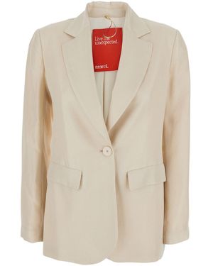 ..,merci Single-Breasted Jacket With Notched Revers - White