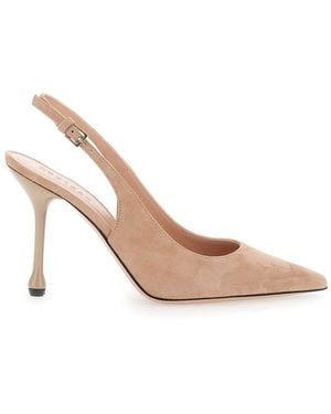 Plain Court Shoes With 90Mm Heel - Natural
