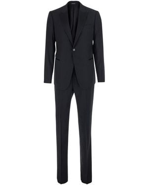 Emporio Armani Two-Piece Tuxedo With Notched Revers And Colour Fo - Black