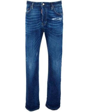DSquared² Jeans With Ripped Details And Logo Patch On The Back In - Blue
