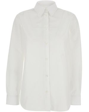Burberry 'Ellora' Shirt With Pointed Collar And Tone-On-Tone Embroidered Logo - White