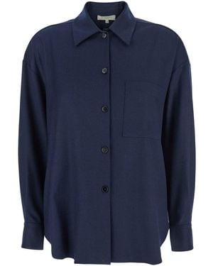 Antonelli Shirt With Classic Collar And Dropped Shoulders - Blue