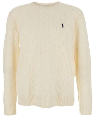 Polo Ralph Lauren Cable Neat Wool Casemere Sweater - White