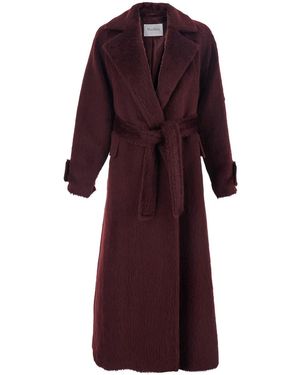 Max Mara 'Albata' Coat With Peak Revers And Front Belt Closur - Purple