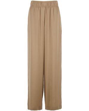 Brunello Cucinelli Trousers With Elastic Waist And Wide Leg - Natural