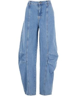 ROTATE BIRGER CHRISTENSEN Light Jeans With Central Stitching And Logo Patch On The Back - Blue