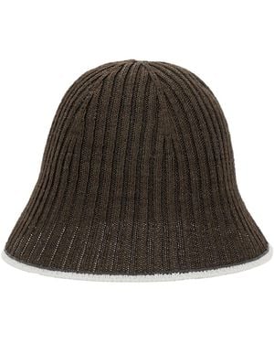 Brunello Cucinelli Cappello Con Orlo A Contrasto E Lavorazione A Coste - Marrone