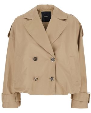 Pinko Trench Coat Cotton-Blend - Natural