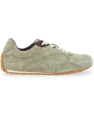 Bottega Veneta Orbit Flash Lace Up Vintage Calf Trainer - Green