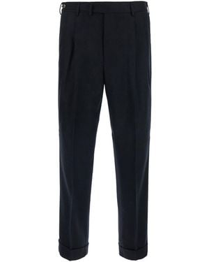 PT Torino Carrot 2 Pleat Trousers With Pockets And Hems For - Blue