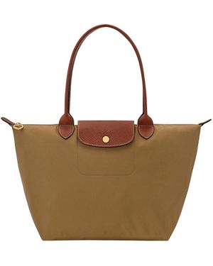 Longchamp Borsa A Spalla 'Le Pliage Original' Con Logo Impresso Sul Fr - Marrone