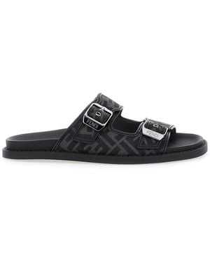 Fendi Sandalo Feel' Con Logo Inciso N Tessuto Jacquard Ff Nero
