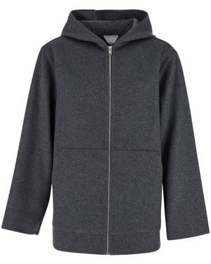 Bottega Veneta Coat With Fixed Hood And Front Zip Closure - Grey