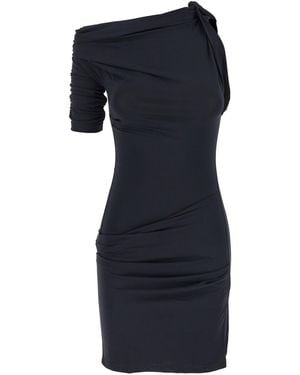 Jacquemus 'La Mini Robe Drapeado' One-Shoulder Mini Dress With Ruched Details - Blue
