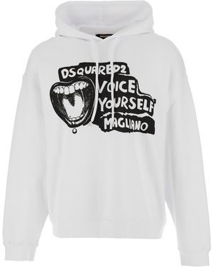 DSquared² 'D2 X Magliano' Hoodie With Drawstring Hood With Maxi Print On The Front - Grey