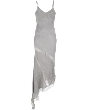 ANDAMANE Long Dress 'Rosetta' With Thin Straps And Asymmetrical De - Gray