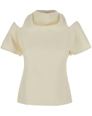FEDERICA TOSI Cut Off Sleeves Cady Blouse With Elegant Details - White