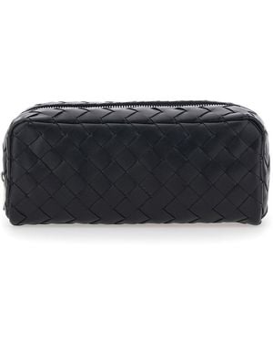 Bottega Veneta Pochette 'Avenue' Con Motivo Intrecciato All-Over - Nero