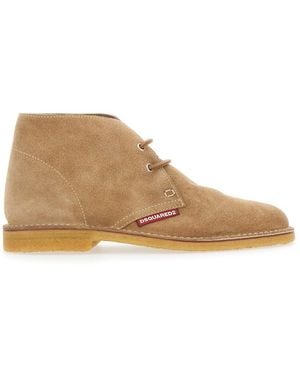 DSquared² Laced-Up Shoes With Logo Patch On The Side - Brown