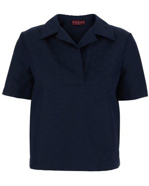 Gucci Gg Short Sleeves Blouse - Blue