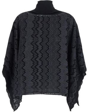 Missoni High Neck Poncho - Black