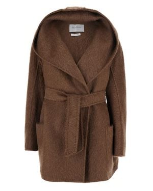 Max Mara Coat Mxs Golf Look29 With Front Closure And Pockets - Brown