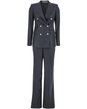 Tagliatore Double-Breasted Suit With Peak Revers - Blue