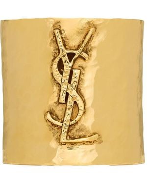 Saint Laurent Manchette Martelee Brass Metal - Metallic