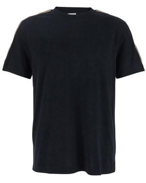 Burberry T-Shirt Girocollo Con Ricamo Ekd Tono Su Tono Sul Fronte E Mo - Nero