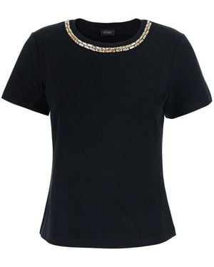 Le Plain Tshirt Con Dettagli Ricamati E Maniche Corte - Nero