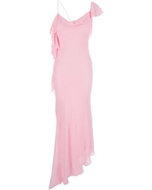 Self-Portrait Long Dress With Ruffles - Pink