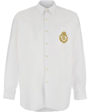 ERL Striped Shirt Woven Con Colletto E Maniche Lunghe - Bianco