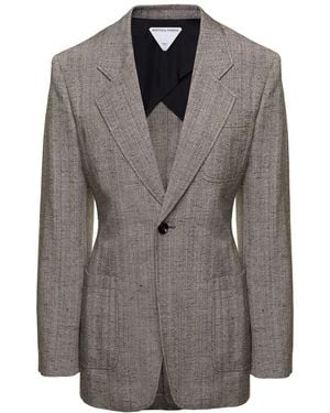 Bottega Veneta Single-Breasted Slim-Fitted Jacket With Single Button - Gray