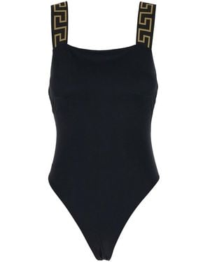 Versace Costume Intero Greca Border - Nero