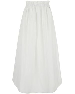 Herno Skirt With Logo Plaque On The Side And Elastic Waist - White