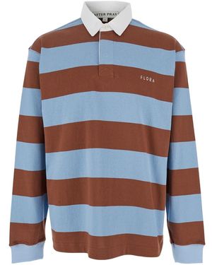 AFTER PRAY Polo Shirt With Logo Lettering On The Front And - Blue