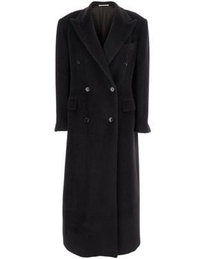 Tagliatore Double-Breasted Coat With Golden Buttons - Black
