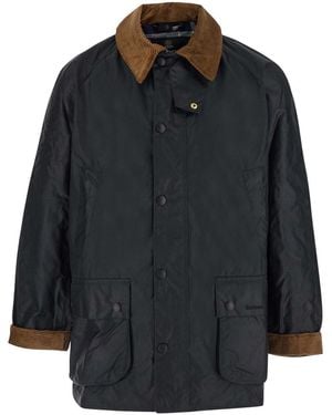 Barbour Ashby Waxed Jacket With Velvet-Trim Collar And Zip Front - Black