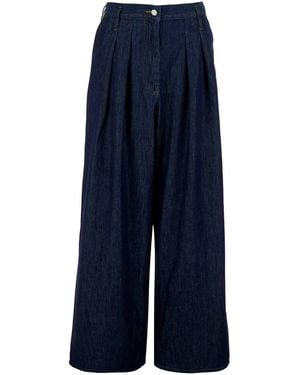 Dries Van Noten Pamplona Trousers With Logo Patch On The Back And Wi - Blue