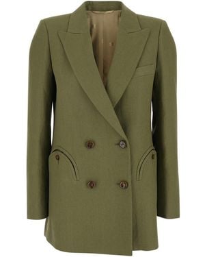 Blazé Milano Double-Breasted Jacket With Peaked Lapels And - Green