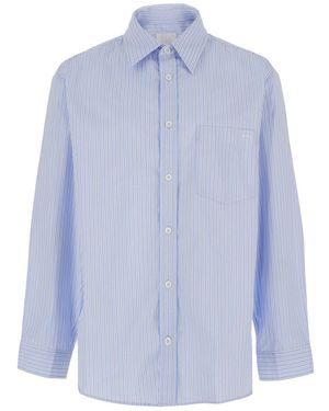 A.P.C. Light Long-Sleeved Shirt With Classic Collar And Striped Motif - Blue