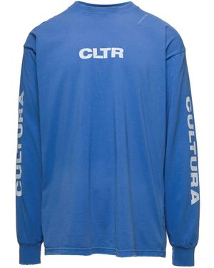 Cultura Crewneck Sweatshirt With Contrasting Cltr Print - Blue